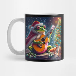 Christmas tree ugly frog playing guitar Mug